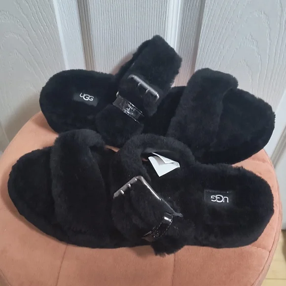 UGG Fuzz Yeah Black Slides Size 11 NWOB - Picture 5 of 9